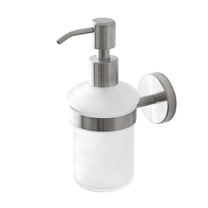 Porta dispenser per sapone liquido in vetro e acciaio inox satinato Galassia