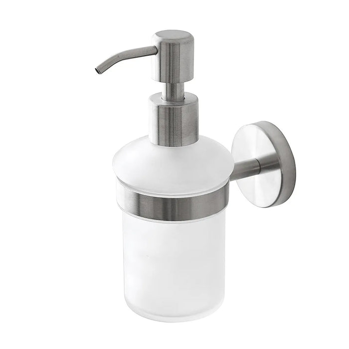 Porta dispenser per sapone liquido in vetro e acciaio inox satinato Galassia