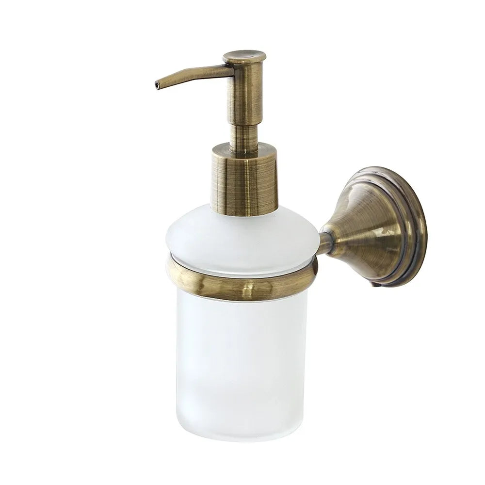 Porta dispenser sapone liquido da muro in acciaio finitura bronzo kit fissaggio incluso Iris