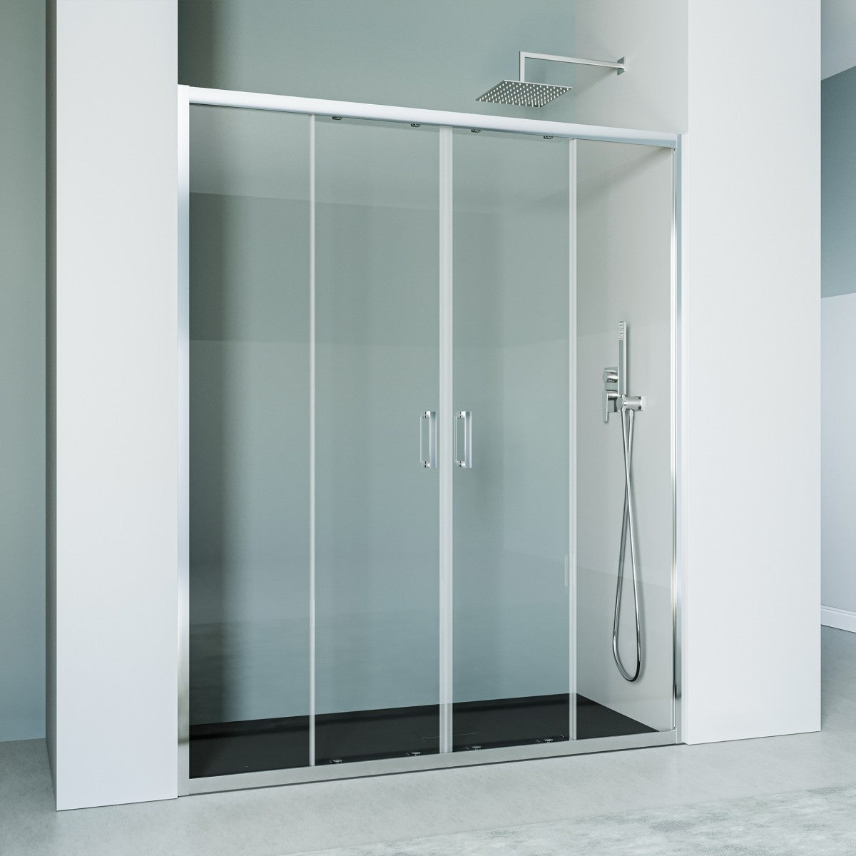 Porta doccia 2 ante scorrevoli cromata anticalcare h195 6mm agata, misura 174