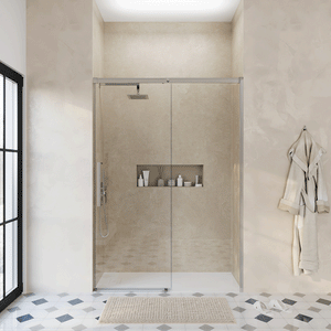 Porta doccia 140cm apertura scorrevole profili cromo vetro 8mm h195 | Antille