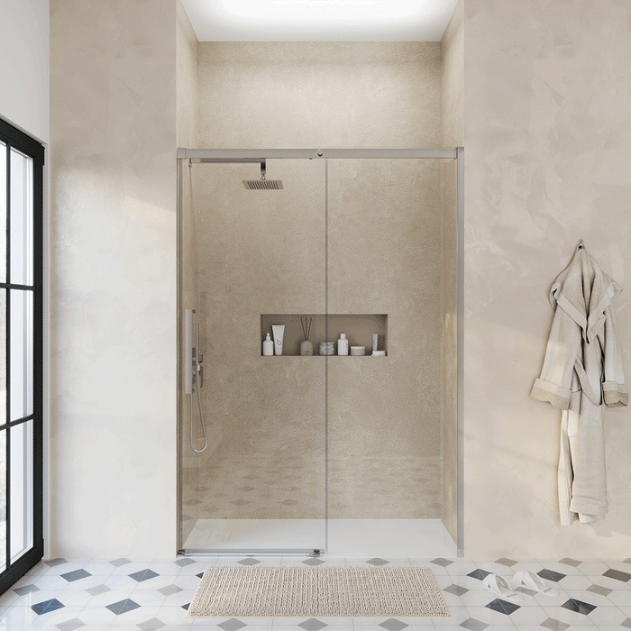 Porta doccia 140cm apertura scorrevole profili cromo vetro 8mm h195 | Antille