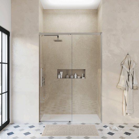 Porta doccia 110cm apertura scorrevole profili cromo vetro 8mm h195 | Antille