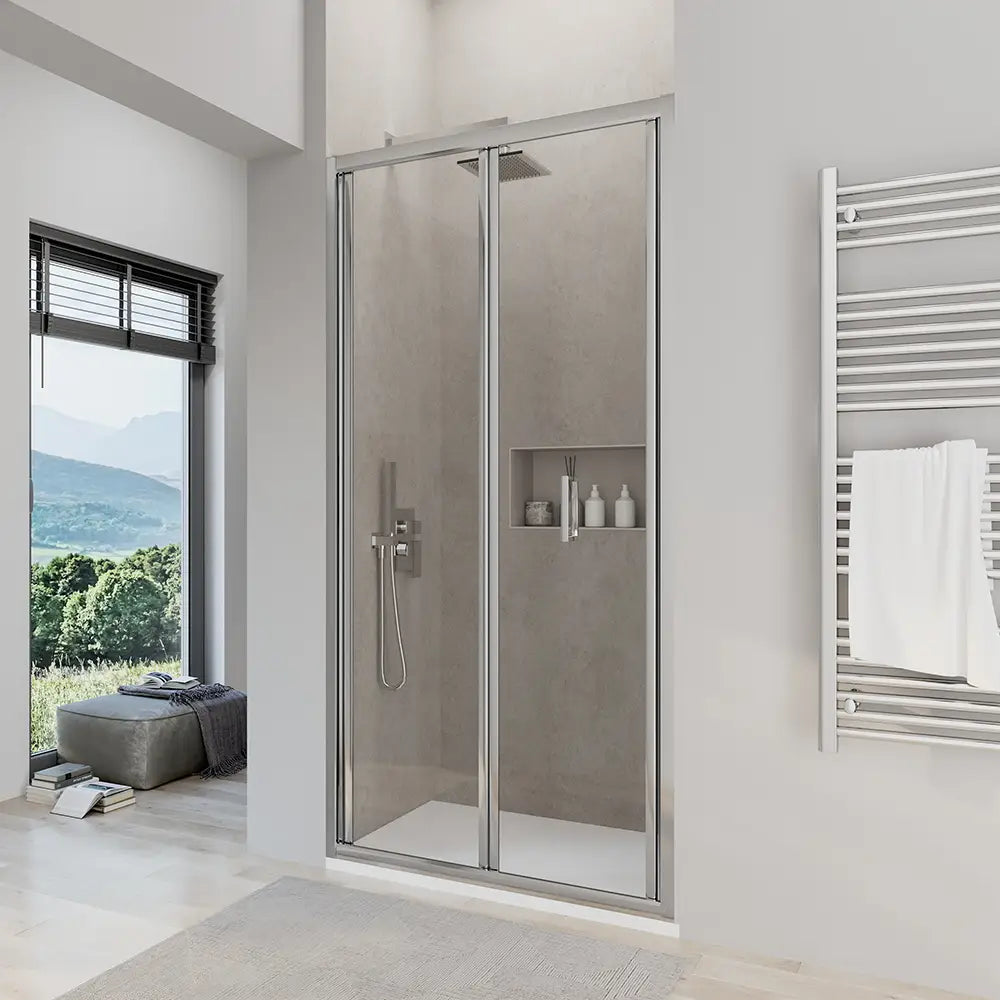 Porta doccia 90 cm apertura a libro vetro trasparente | Capri