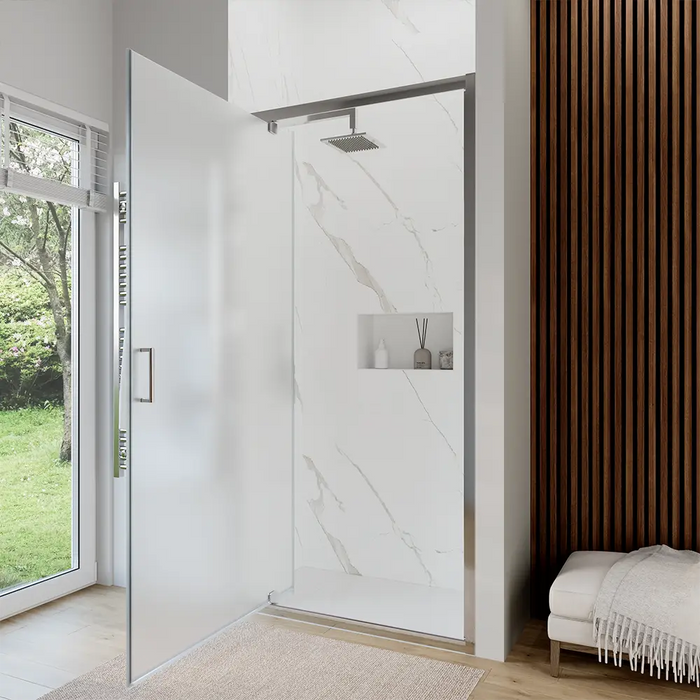 Porta doccia 80 cm apertura a battente vetro opaco | Apulia