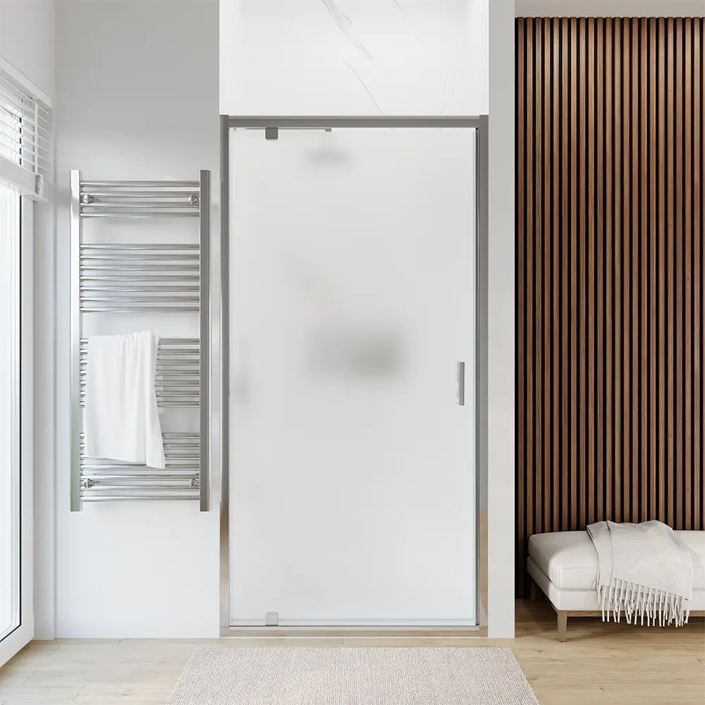 Porta doccia 80 cm apertura a battente vetro opaco | Apulia