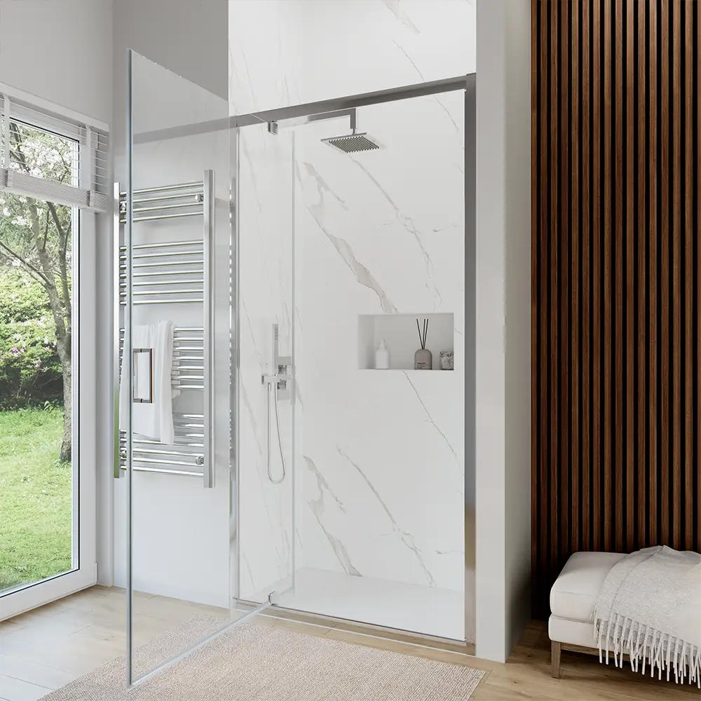 Porta doccia 70 cm apertura a battente vetro trasparente | Apulia