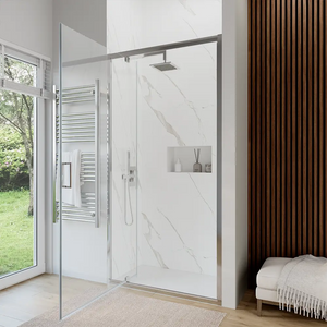 Porta doccia 80 cm apertura a battente vetro trasparente | Apulia