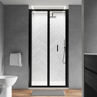 Porta doccia 90 cm profili nero opaco apertura a libro vetro trasparente | Capri