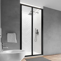 Porta doccia 90 cm profili nero opaco apertura a libro vetro trasparente | Capri