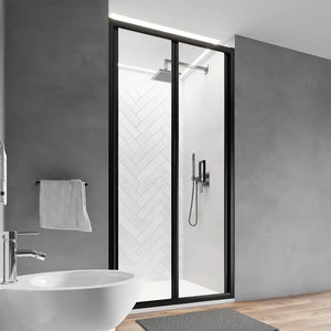 Porta doccia 90 cm profili nero opaco apertura a libro vetro trasparente | Capri