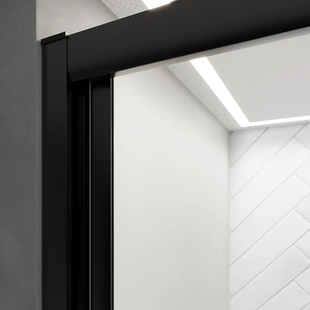 Porta doccia 100 cm profili nero opaco apertura a libro vetro trasparente | Capri