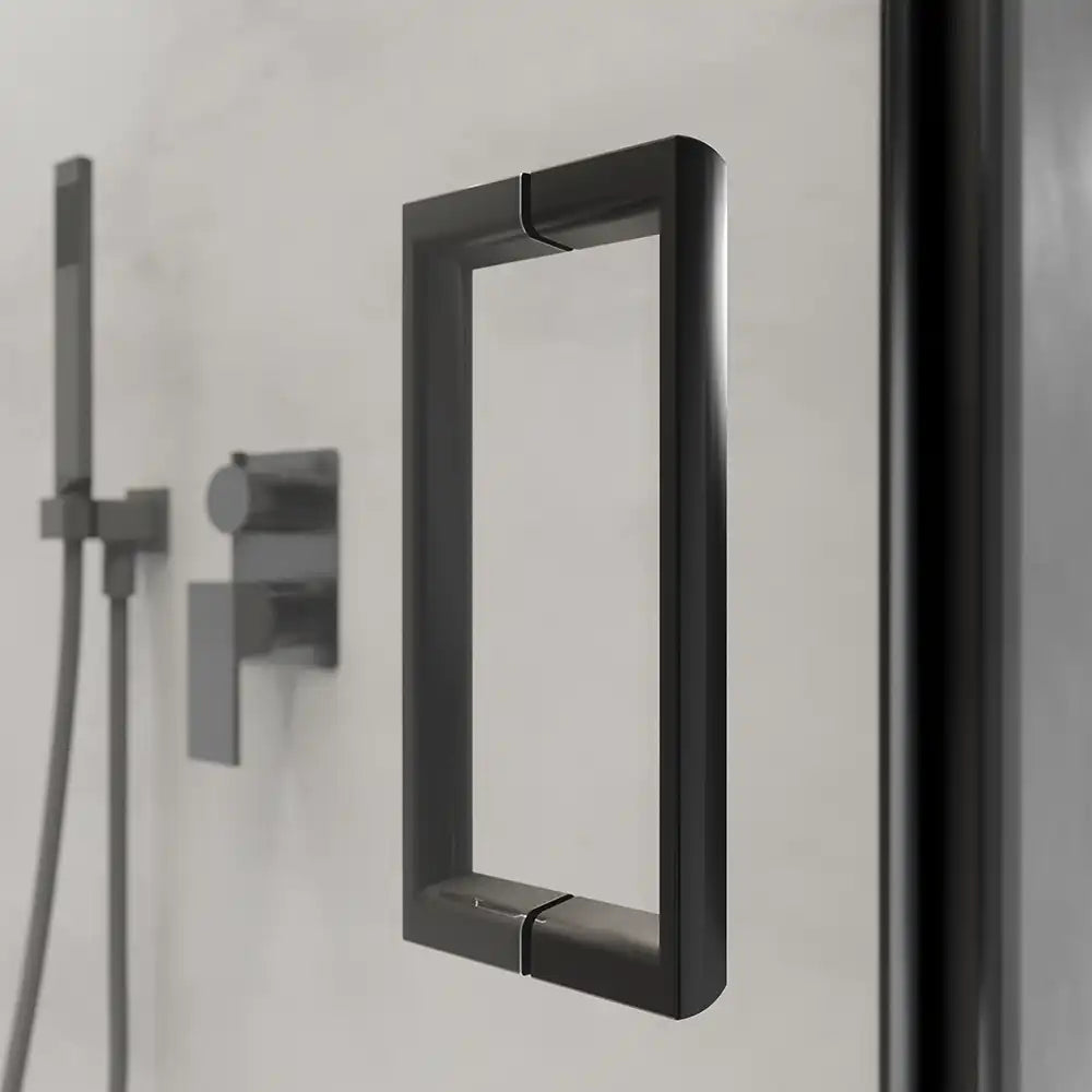 Porta doccia 90 cm profili nero opaco apertura a libro vetro trasparente | Capri