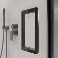 Porta doccia 90 cm profili nero opaco apertura a libro vetro trasparente | Capri