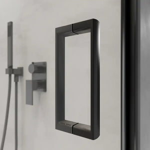 Porta doccia 90 cm profili nero opaco apertura a libro vetro trasparente | Capri