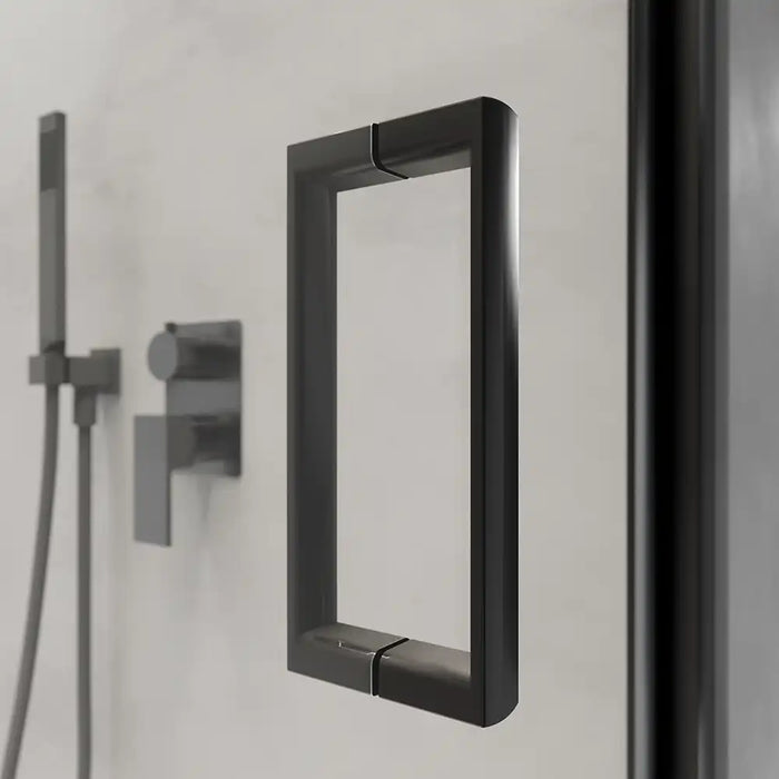 Porta doccia 90 cm profili nero opaco apertura a libro vetro trasparente | Capri