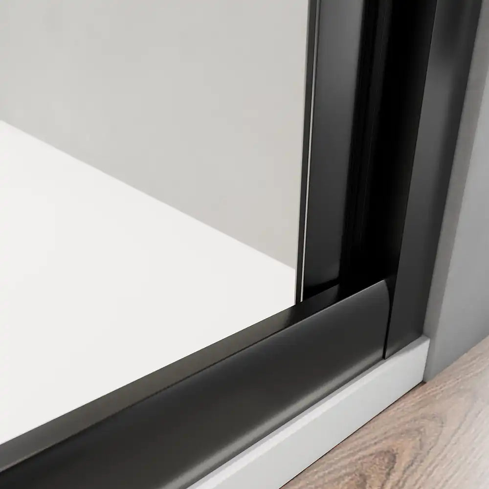Porta doccia 80 cm profili nero opaco apertura a libro vetro trasparente | Capri