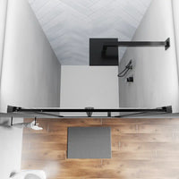 Porta doccia 90 cm profili nero opaco apertura a libro vetro trasparente | Capri