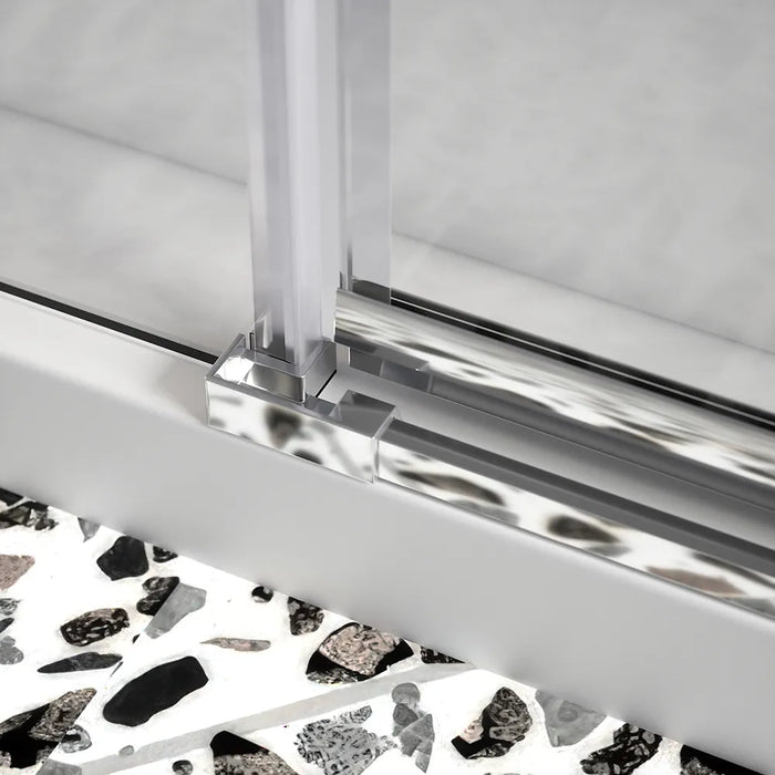 Porta doccia 160cm profili cromati apertura battente a destra con cerniere 90cm con parete fissa da 70cm vetro 8mm trasparente h195 | Fiji