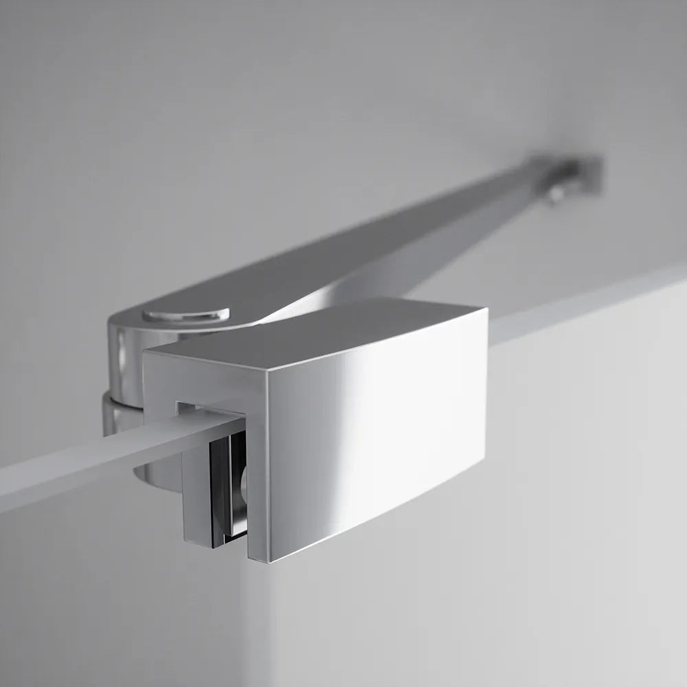 Porta doccia 200cm profili cromati apertura battente a destra con cerniere 120cm e parete fissa da 80cm vetro 8mm trasparente h195 | Fiji