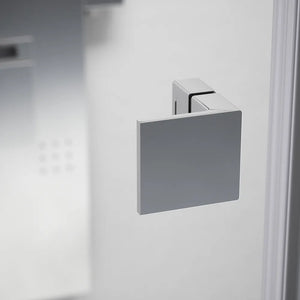 Porta doccia 150cm profili cromati apertura battente a destra con cerniere 80cm e parete fissa da 70cm vetro 8mm trasparente h195 | Fiji