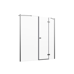 Porta doccia 180cm profili cromati apertura battente a destra con cerniere 90cm con parete fissa da 90cm vetro 8mm trasparente h195 | Fiji
