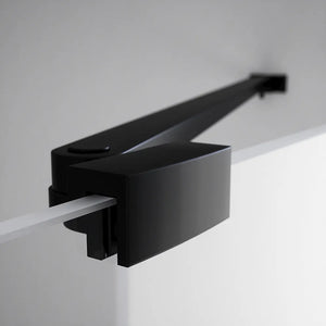 Porta doccia 190cm profili nero opaco apertura battente a destra con cerniere 100cm e parete fissa da 90cm vetro 8mm trasparente h195 | Fiji