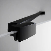 Porta doccia 180cm profili nero opaco apertura battente a destra con cerniere 90cm con parete fissa da 90cm vetro 8mm trasparente h195 | Fiji