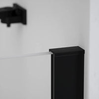 Porta doccia 140cm profili nero opaco apertura battente a destra con cerniere 70cm e parete fissa da 70cm vetro 8mm trasparente h195 | Fiji
