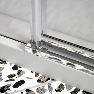 Porta doccia 150cm profili cromati apertura battente a sinistra con cerniere 70cm e parete fissa da 80cm vetro 8mm trasparente h195 | Fiji