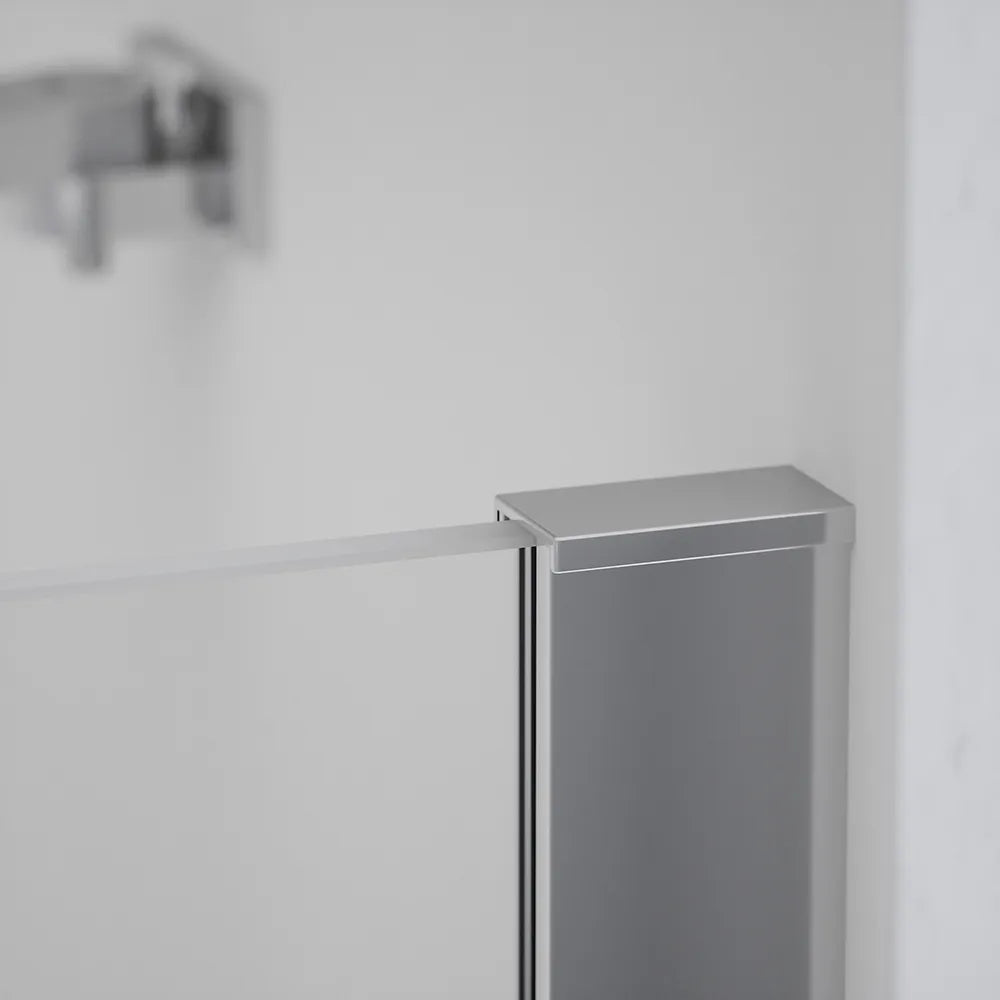Porta doccia 190cm profili cromati apertura battente a sinistra con cerniere 110cm e parete fissa da 80cm vetro 8mm trasparente h195 | Fiji