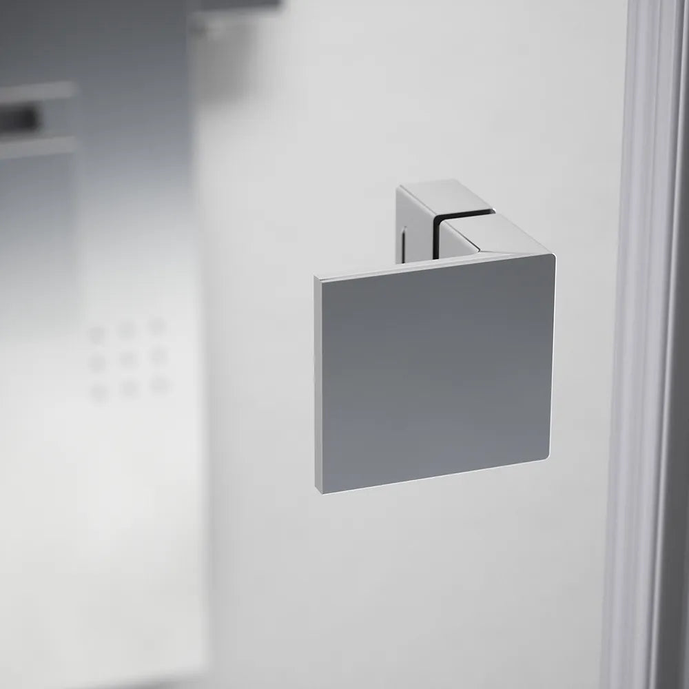 Porta doccia 190cm profili cromati apertura battente a sinistra con cerniere 110cm e parete fissa da 80cm vetro 8mm trasparente h195 | Fiji