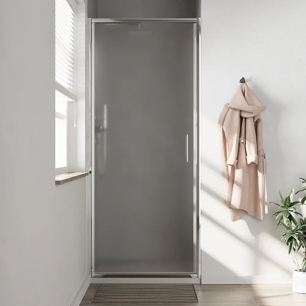Porta doccia 90cm con apertura a battente profili slim cromati vetro 6mm opaco h190 | Portofino