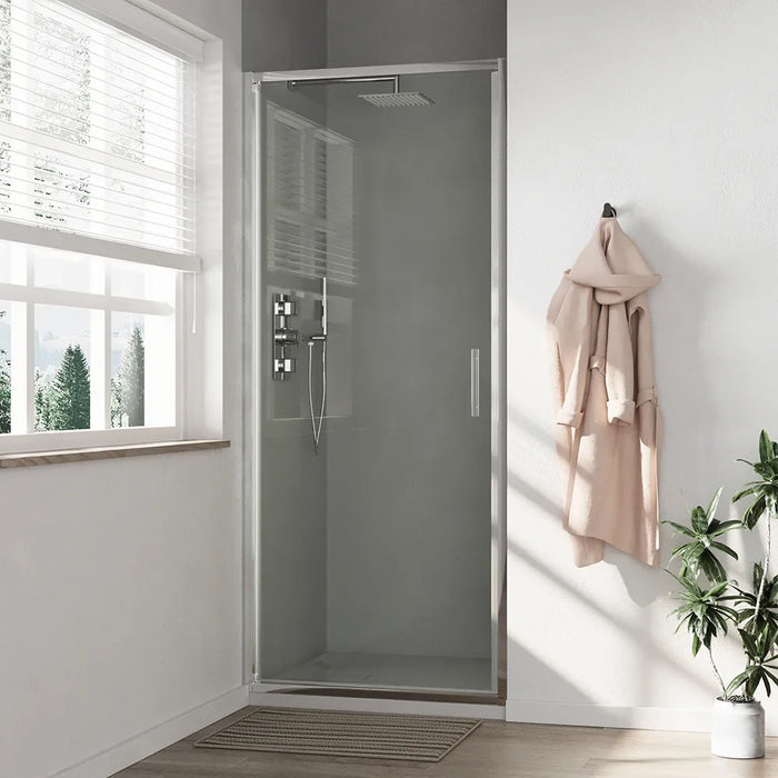 Porta doccia 100cm con apertura a battente profili slim cromati vetro 6mm trasparente h190 | Portofino