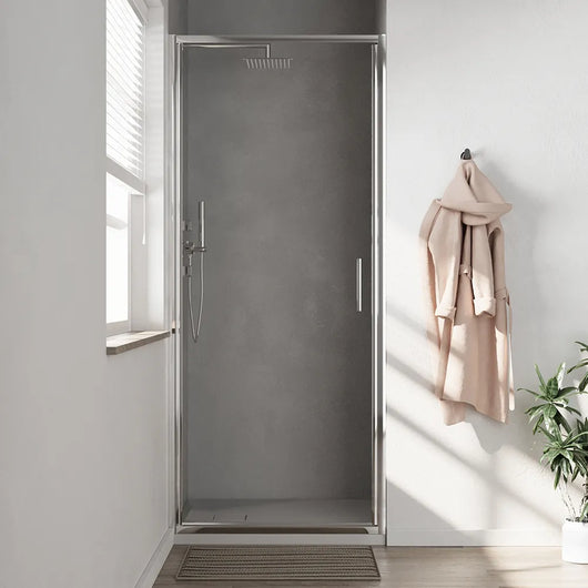 Porta doccia 75cm con apertura a battente profili slim cromati vetro 6mm trasparente h190 | Portofino
