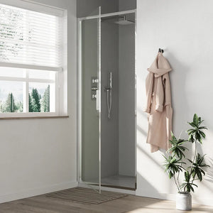 Porta doccia 70cm con apertura a battente profili slim cromati vetro 6mm trasparente h190 | Portofino
