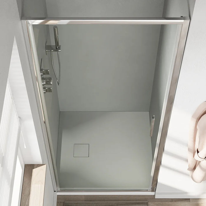 Porta doccia 90cm con apertura a battente profili slim cromati vetro 6mm trasparente h190 | Portofino