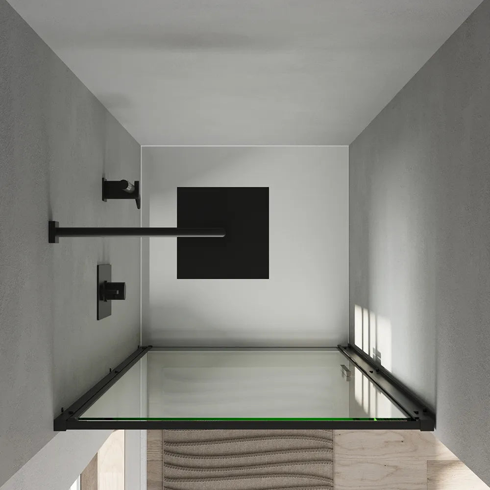 Porta doccia 75cm con apertura a battente profili slim nero opaco vetro 6mm trasparente h190 | Portofino