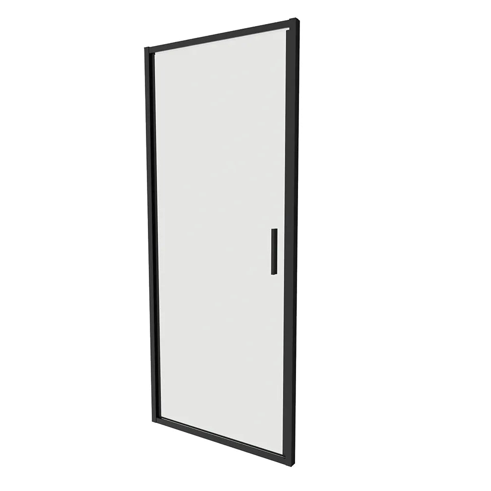 Porta doccia 90cm con apertura a battente profili slim nero opaco vetro 6mm trasparente h190 | Portofino
