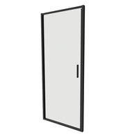 Porta doccia 90cm con apertura a battente profili slim nero opaco vetro 6mm trasparente h190 | Portofino