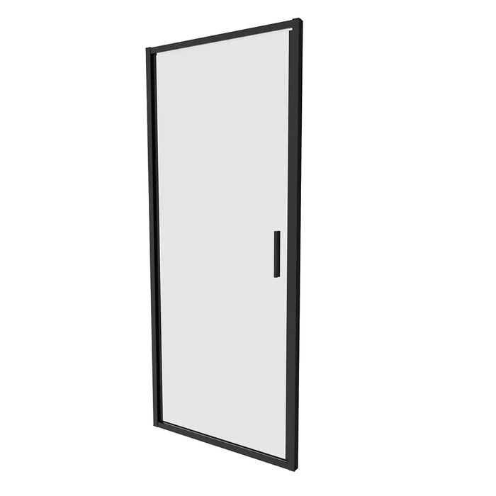 Porta doccia 80cm con apertura a battente profili slim nero opaco vetro 6mm trasparente h190 | Portofino
