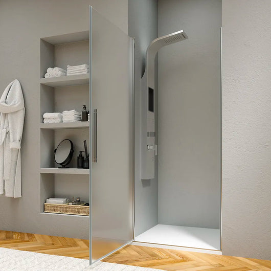 Porta doccia 100cm apertura a battente con profili cromati e vetro da 6mm opaco h195 | Elba