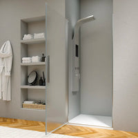 Porta doccia 80cm apertura a battente con profili cromati e vetro da 6mm opaco h195 | Elba