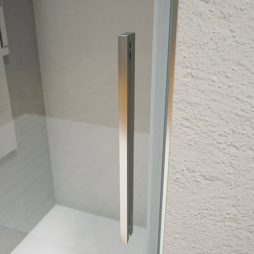 Porta doccia 90cm apertura a battente con profili cromati e vetro da 6mm trasparente h195 | Elba