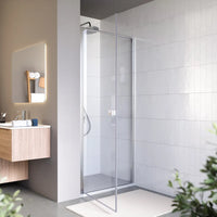 Porta doccia 90cm apertura a battente con profili cromati e vetro da 8mm trasparente h195 | Bahamas