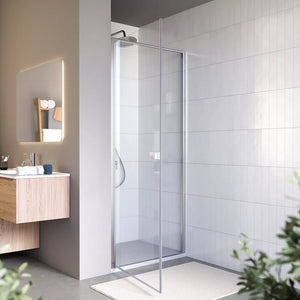 Porta doccia 80cm apertura a battente con profili cromati e vetro da 8mm trasparente h195 | Bahamas