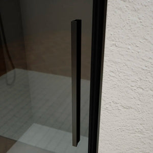 Porta doccia 75cm apertura a battente con profili nero opaco e vetro da 6mm fumè h195 | Elba