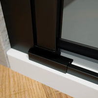 Porta doccia 75cm apertura a battente con profili nero opaco e vetro da 6mm fumè h195 | Elba