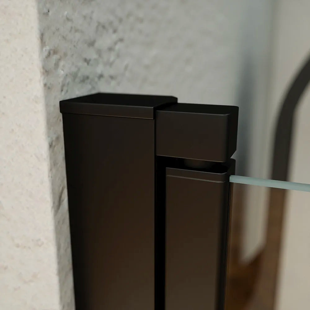 Porta doccia 75cm apertura a battente con profili nero opaco e vetro da 6mm fumè h195 | Elba