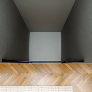 Porta doccia 75cm apertura a battente con profili nero opaco e vetro da 6mm fumè h195 | Elba